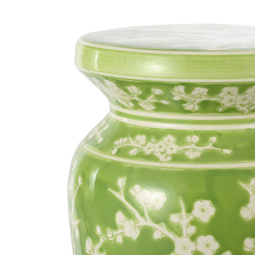 Cherry Blossom 17.75" Ceramic Garden Stool - JONATHAN Y
